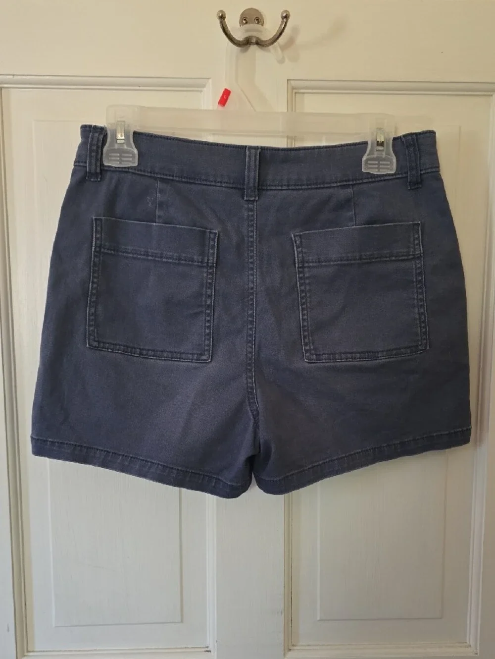High-Rise Button-Front Women's Shorts in Slate Blue Size 4